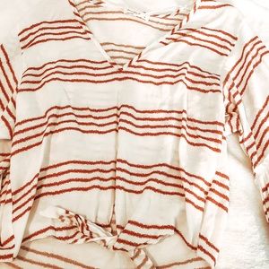 Striped bell sleeve blouse